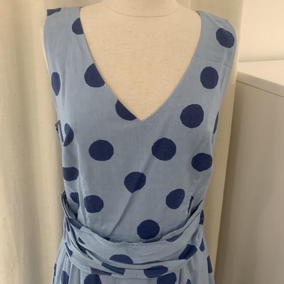 Boden Blue Polka Dot Dress size 8 Long - Picture 9 of 17